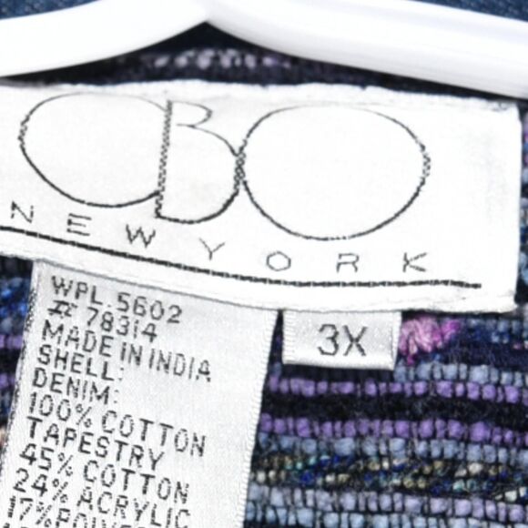 Vintage 90s Oversized Denim Parka Jacket Woven Tapestry Southwestern Boho 3x - Picture 7 of 8